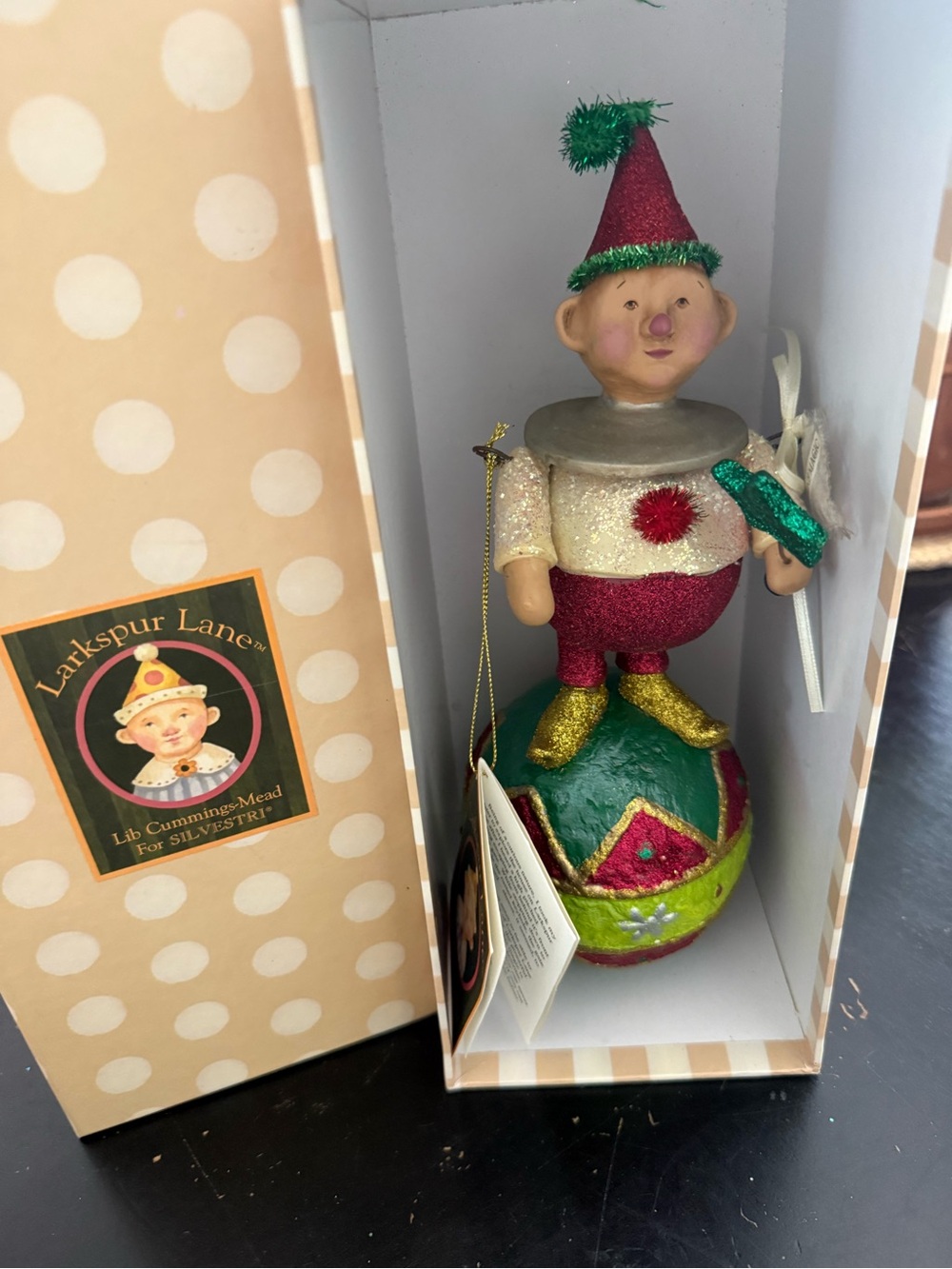 Larkspur Lane for Silvestri Boy Elf on Ball Figurine